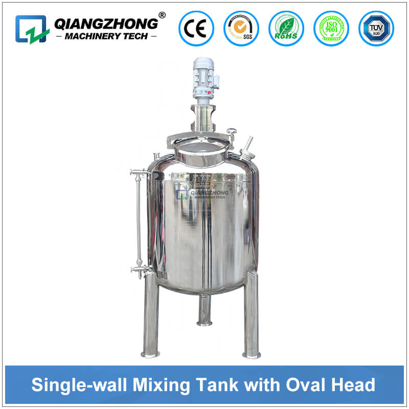 Single-layer Oval Top Mixing Tank